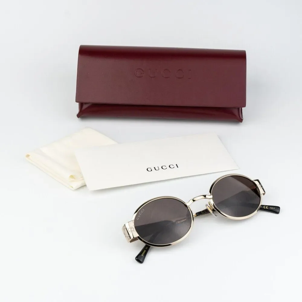 Gucci Women Sunglasses Gold Brown Round GG1854S 005 NEW AUTHENTIC